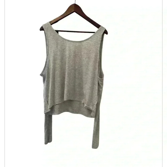 Topshop Women’s New Heather Grey Scoop Tie Back Relaxed Fit Top, Size 12 - Picture 1 of 4